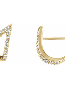 14K White Gold 1/6 CTW Natural Diamond Geometric J-Hoop Earrings