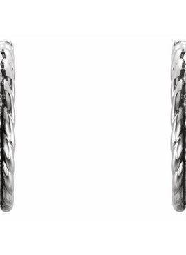 14K White Gold 1/5 CTW Natural Diamond Rope Hoop Earrings