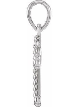 14K White Gold Beaded Cross Pendant