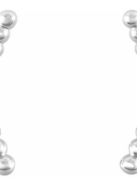 14K White Gold Beaded Ear Climbers