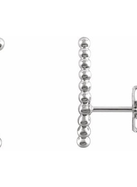 14K White Gold Beaded Ear Climbers