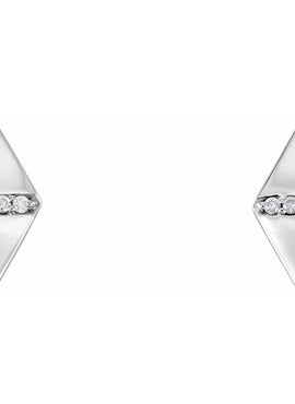 14K White Gold .025 CTW Natural Diamond Geometric Earrings
