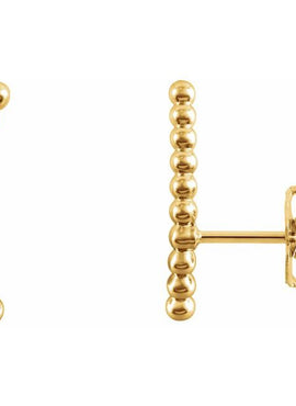 14K White Gold Beaded Ear Climbers