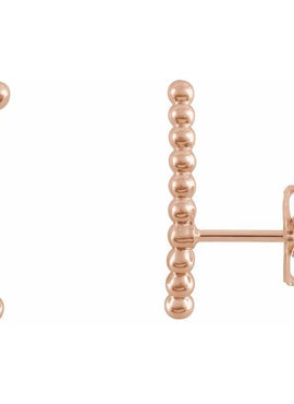 14K White Gold Beaded Ear Climbers