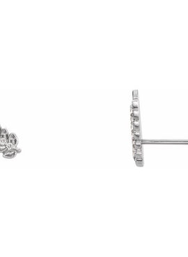 14K White Gold .03 CTW Natural Diamond Leaf Ear Climbers