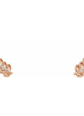 14K White Gold .03 CTW Natural Diamond Leaf Ear Climbers