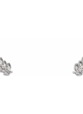 14K White Gold .03 CTW Natural Diamond Leaf Ear Climbers