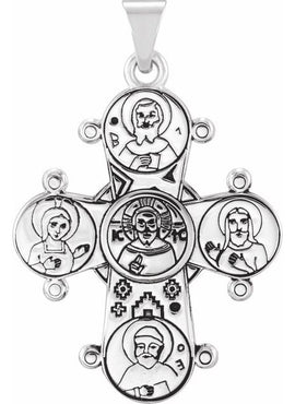 14K White Gold Dagmar Cross Medal Pendant