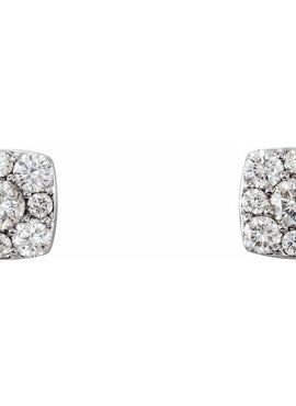 14K White Gold 1/2 CTW Natural Diamond Cluster Earrings