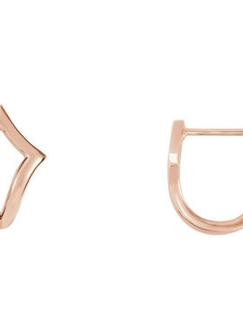 14K White Gold Geometric J-Hoop Earrings