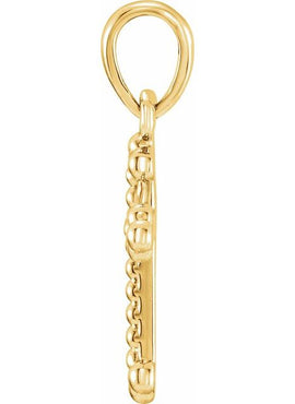 14K White Gold Beaded Cross Pendant