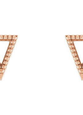 14K White Gold Beaded Triangle Earrings