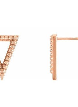14K White Gold Beaded Triangle Earrings