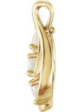 14K White Gold Natural White Opal Three-Stone Pendant
