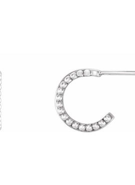 14K White Gold Beaded 10.3 mm Hoop Earrings