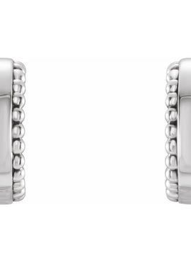14K White Gold Beaded 10.3 mm Hoop Earrings