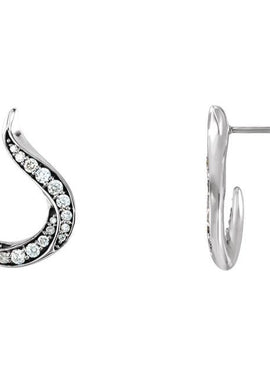 14K White Gold 3/8 CTW Natural Diamond Freeform Earrings