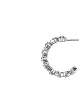 14K White Gold .08 CTW Natural Diamond 11.2 mm Hoop Earrings