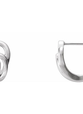 14K White Gold Geometric J-Hoop Earrings