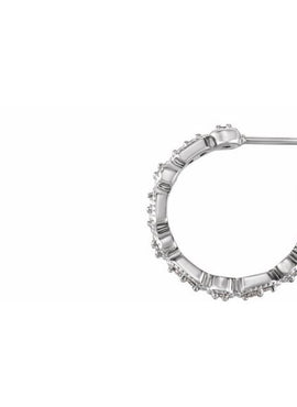 14K White Gold 1/8 CTW Natural Diamond 13.36 mm Hoop Earrings