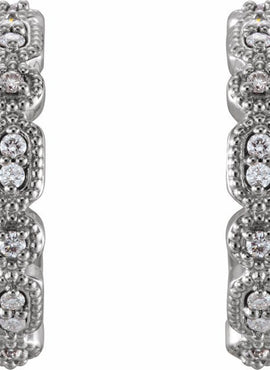 14K White Gold 1/8 CTW Natural Diamond 13.36 mm Hoop Earrings