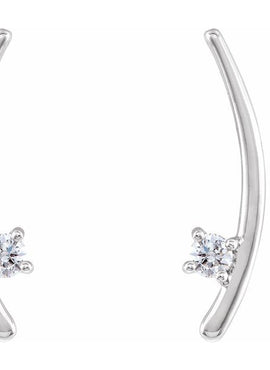 14K White Gold 1/8 CTW Natural Diamond Ear Climbers
