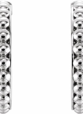 14K White Gold Beaded 12 mm Hoop Earrings