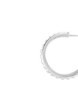 14K White Gold Beaded 12 mm Hoop Earrings