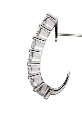 14K White Gold 1 1/4 CTW Natural Diamond J-Hoop Earrings