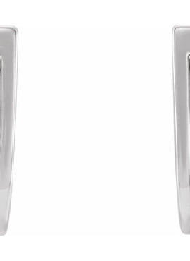 14K White Gold Geometric J-Hoop Earrings