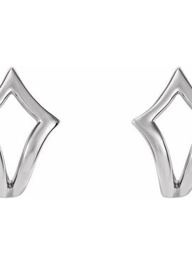 14K White Gold Geometric J-Hoop Earrings