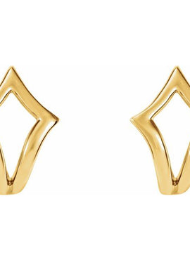 14K White Gold Geometric J-Hoop Earrings