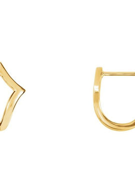 14K White Gold Geometric J-Hoop Earrings