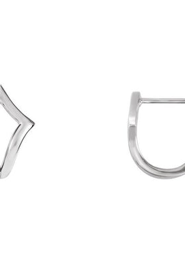 14K White Gold Geometric J-Hoop Earrings