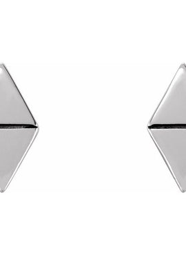 14K White Gold Geometric Earrings