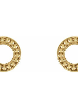 14K White Gold Beaded Stud Earrings