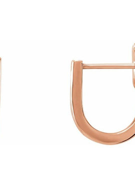 14K White Gold Geometric J-Hoop Earrings