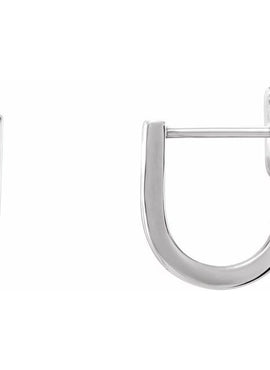14K White Gold Geometric J-Hoop Earrings