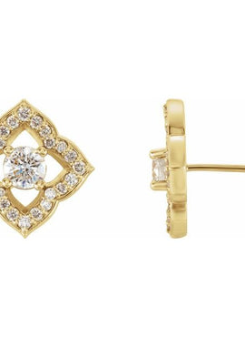 14K White Gold 3/4 CTW Natural Diamond Halo-Style Clover Earrings