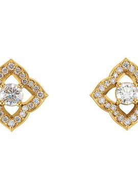 14K White Gold 3/4 CTW Natural Diamond Halo-Style Clover Earrings