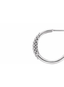 14K White Gold Beaded 15.1 mm Hoop Earrings