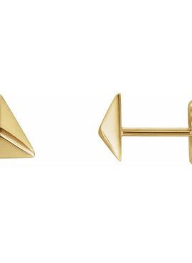 14K White Gold Pyramid Single Earring