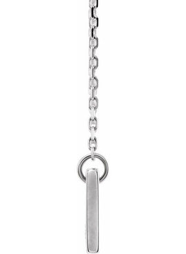 14K White Gold .03 CT Natural Diamond Engravable Bar 17