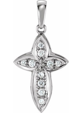 14K White Gold 1/4 CTW Natural Diamond Cross Pendant