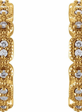 14K White Gold 1/8 CTW Natural Diamond 13.36 mm Hoop Earrings