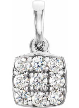 14K White Gold 1/4 CTW Natural Diamond Cluster Pendant