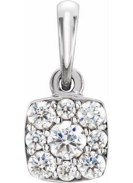 14K White Gold 1/4 CTW Natural Diamond Cluster Pendant