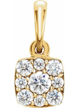 14K White Gold 1/4 CTW Natural Diamond Cluster Pendant