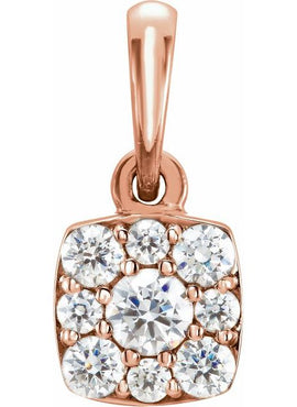 14K White Gold 1/4 CTW Natural Diamond Cluster Pendant