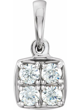 14K White Gold 1/4 CTW Natural Diamond Pendant